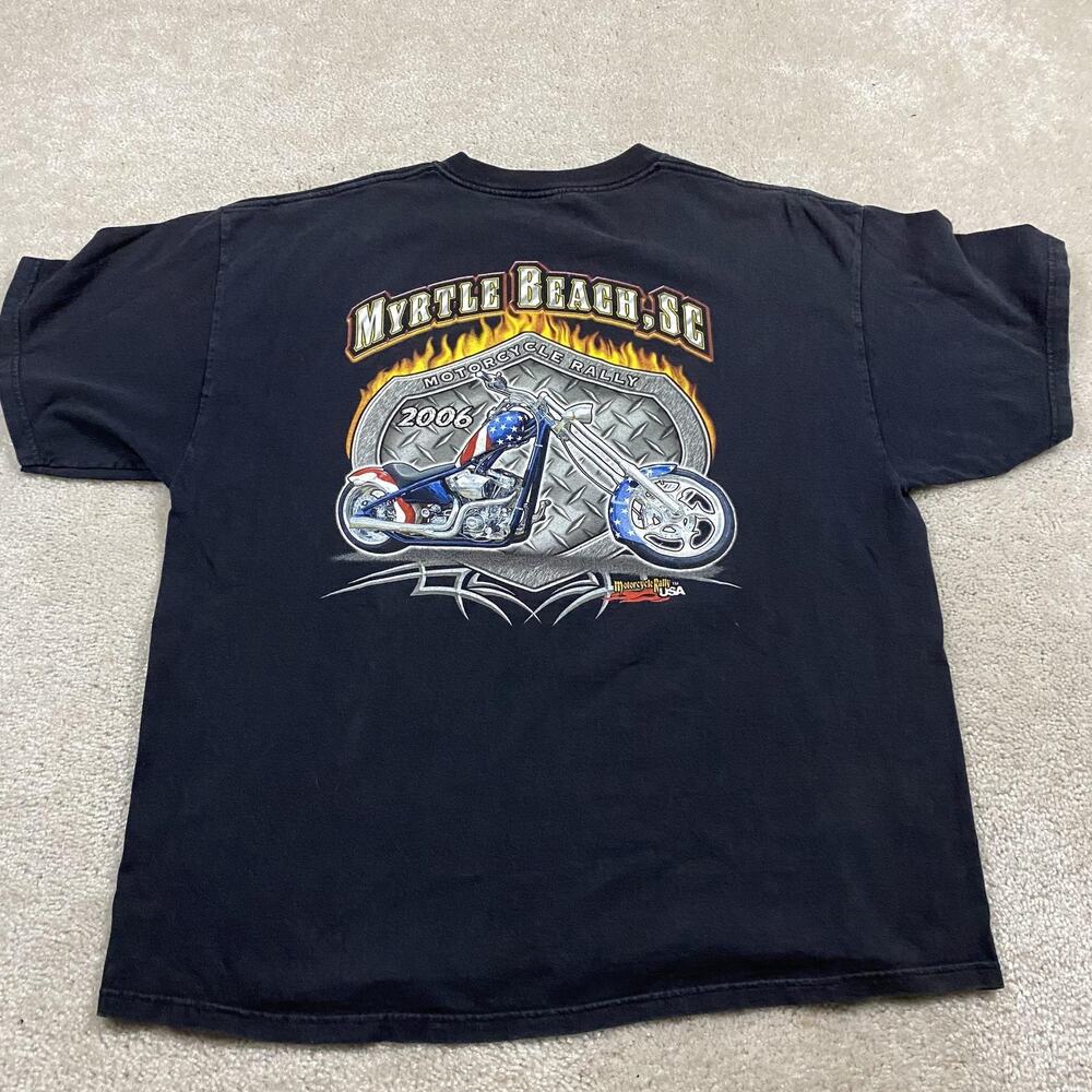 Myrtle‎ Beach Motorcycle Rally Shirt Mens XL Black 2006 Patriotic Chopper Tee